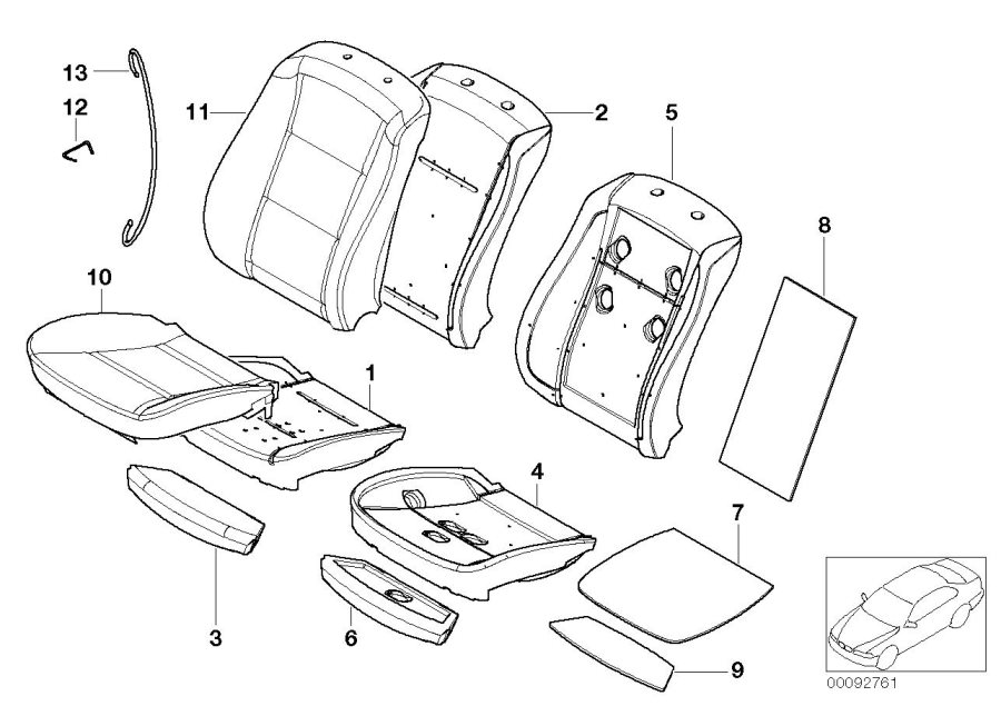 Diagram Seat, front, upholstery and cover for your 2023 BMW X3  30eX 