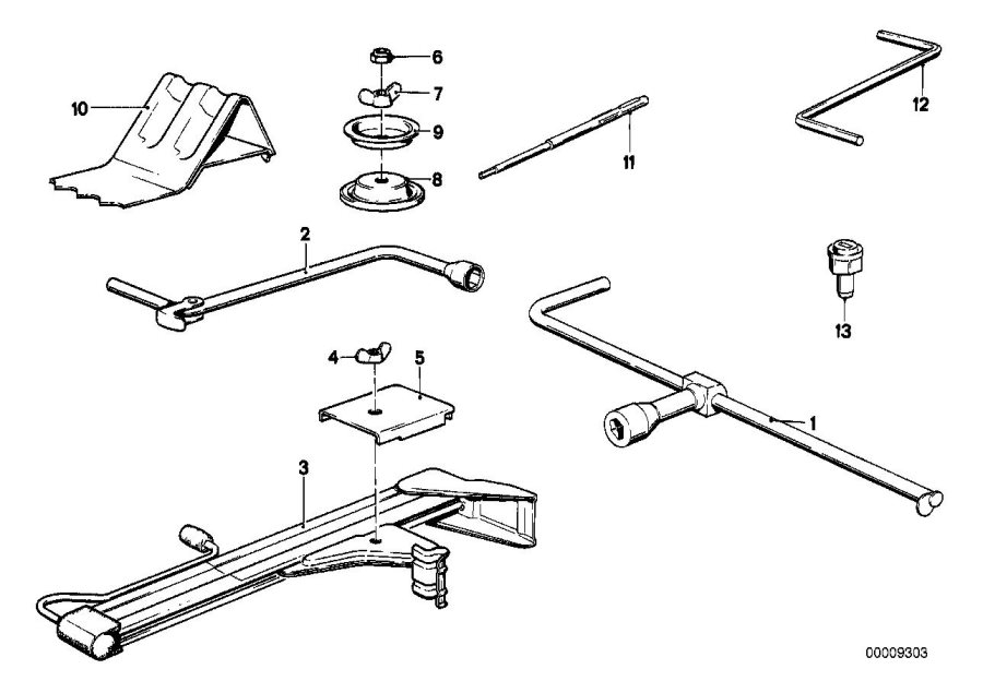 Le diagramme Trousse à outils/Cric pour votre BMW