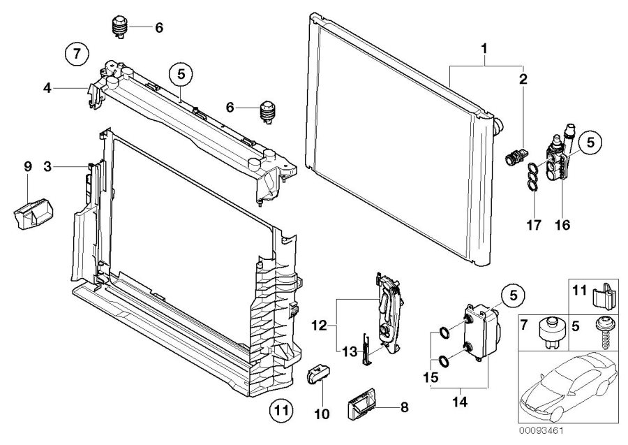 Diagram Mounting parts F radiator for your 1979 BMW 528i   