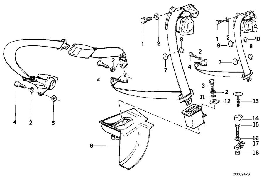 Le diagramme PIECES DE CEINTURE DE SECURITE ARRIERE pour votre BMW