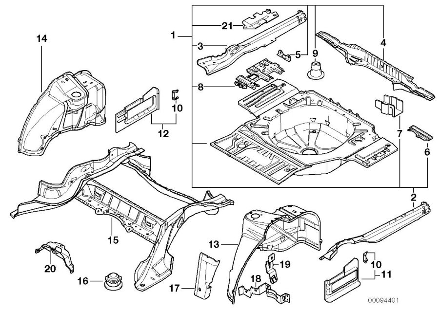 Diagram Floor panel TRUNK/WHEEL housing rear for your 2013 BMW M6   