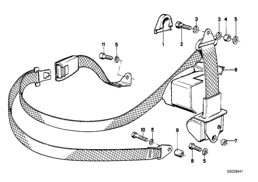 Le diagramme PIECES DE CEINTURE DE SECURITE ARRIERE pour votre BMW