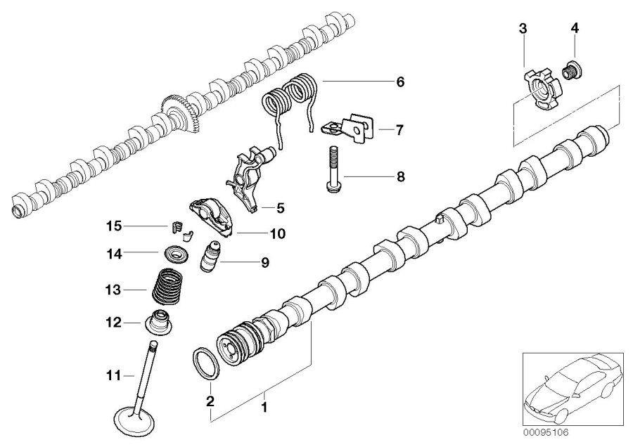 Diagram Valve timing gear, camshaft, inlet for your BMW 528xi  