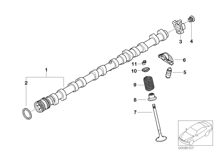 Diagram Valve timing gear, camshaft, outlet for your BMW 528xi  