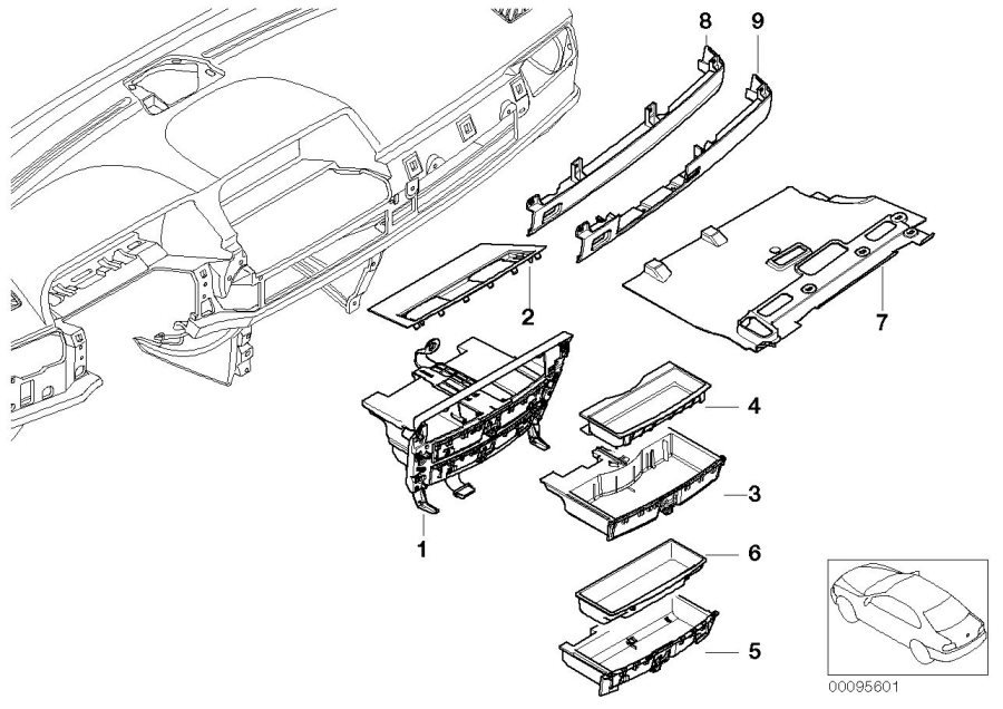 Diagram Mounting parts, instr. panel for your 2013 BMW 750Li   