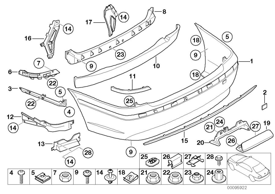 Diagram Trim cover, rear for your BMW