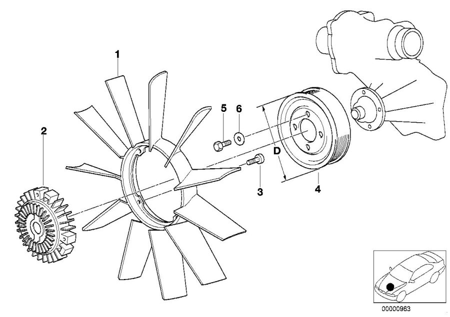 Diagram COOLING SYSTEM-FAN/FAN COUPLING for your BMW X2  