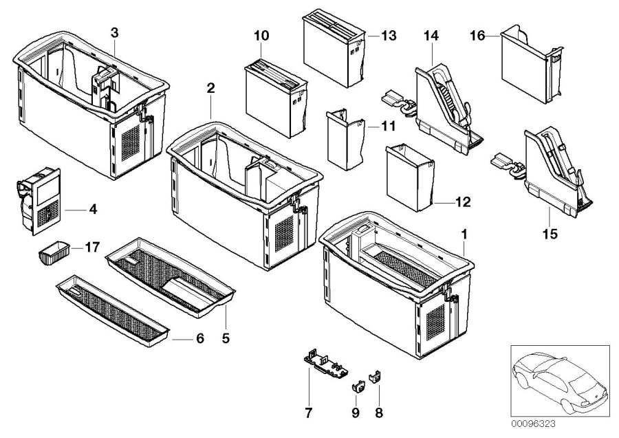 Diagram Storage tray, center console for your BMW 330e  