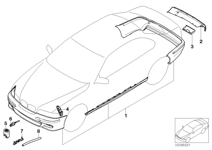 Diagram Retrofit kit M aerodyn.package from 9/01 for your 2004 BMW 645Ci Convertible  