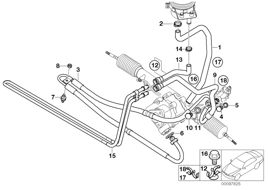 Diagram Hydro steering-oil pipes for your 2006 BMW 330i   