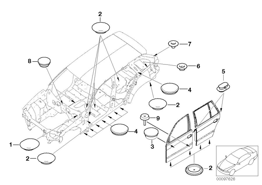 Diagram Sealing cap/plug for your 2009 BMW M6   