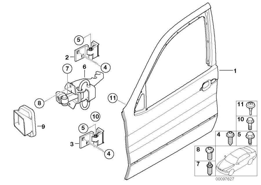 Diagram Front DOOR-HINGE/DOOR brake for your 2009 BMW M6   