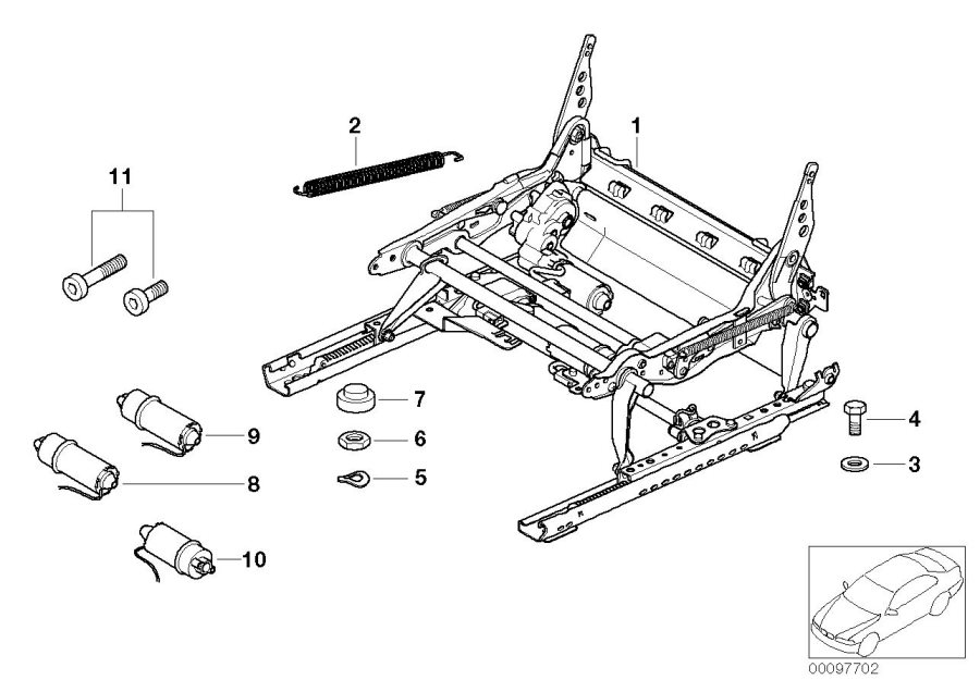 Diagram Front seat rail ELECTRICAL/SINGLE parts for your BMW