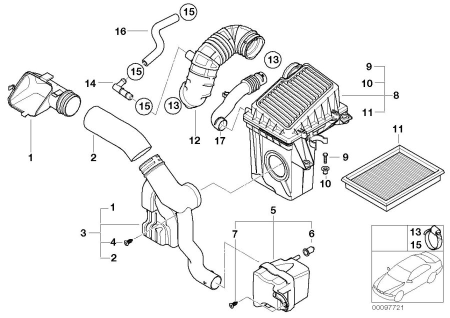 Diagram Intake silencer / Filter cartridge Intake silencer / Filter cartridge for your MINI