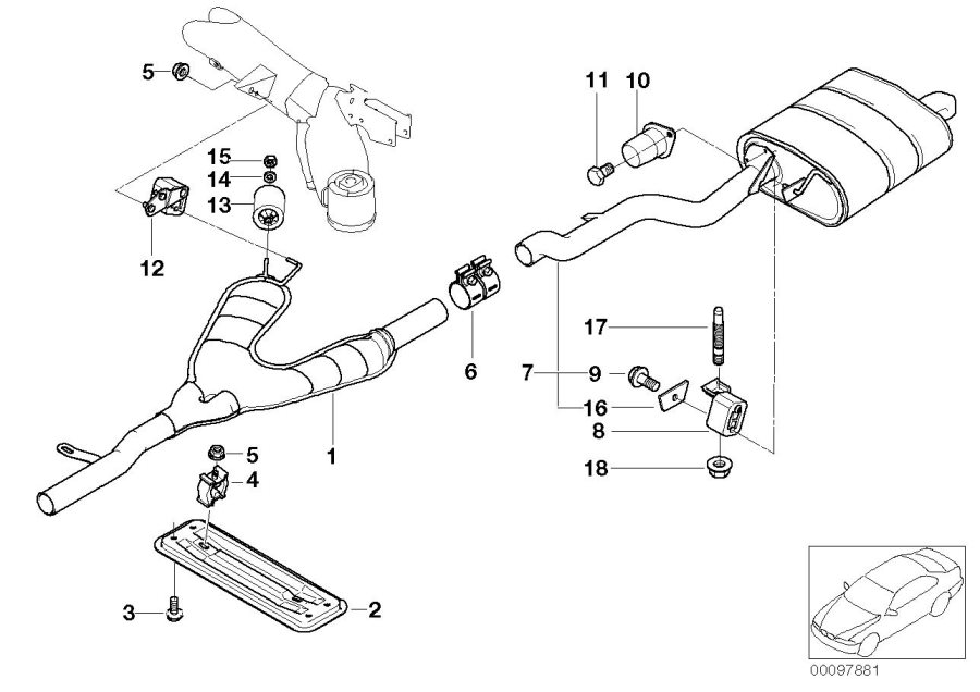 Diagram Exhaust system, rear for your 2012 BMW 335i   