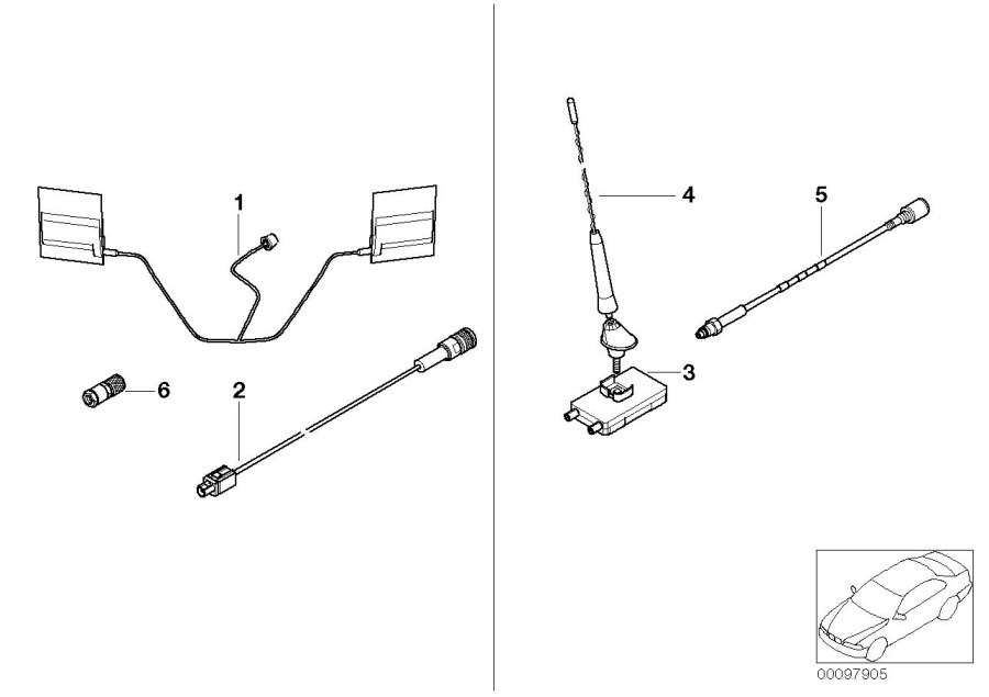 Diagram Single parts F Apollo telephone antenna for your BMW