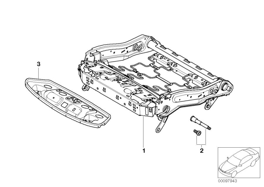 Diagram Seat, front, seat frame for your 2015 BMW M6   