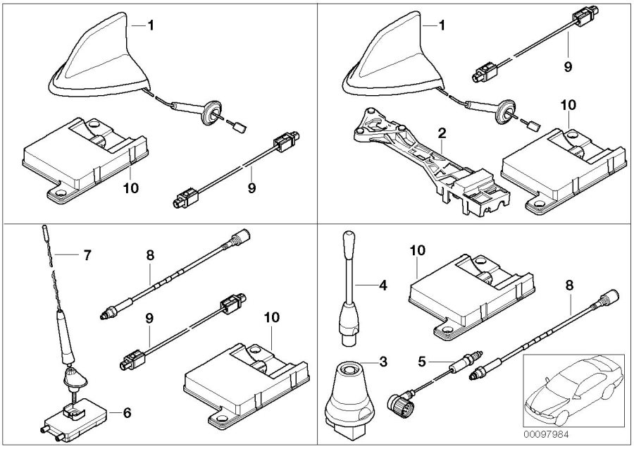 Diagram Single parts F Cordless teleph. Antenna for your 2004 BMW 330i   