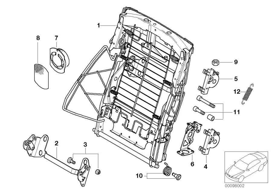 Diagram Seat rear, electric, backrest for your BMW