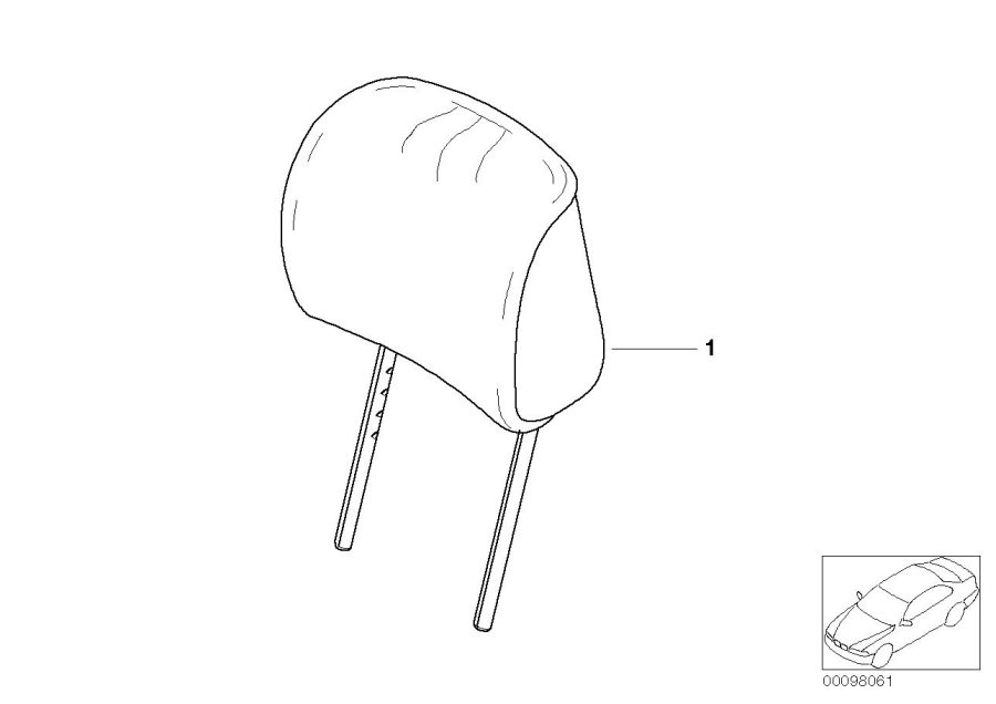 Full size assembly image of Indiv. Headrest, sports seat, leather (1/1)