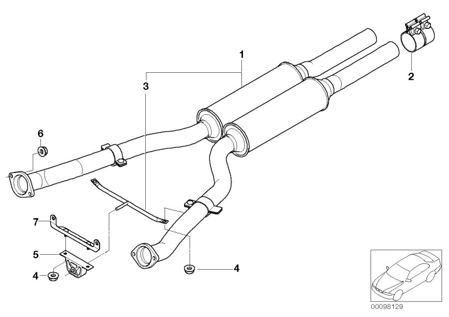 Diagram Front muffler for your 1995 BMW