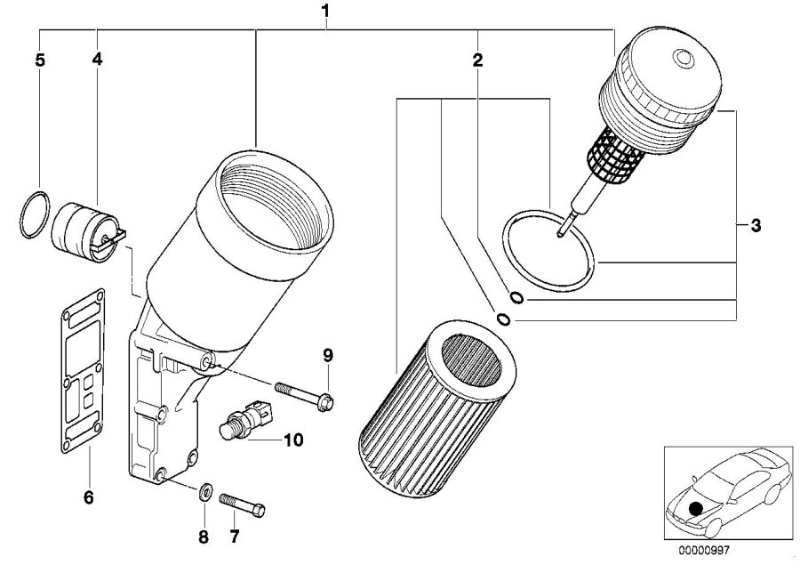Diagram Lubrication system-oil filter for your BMW