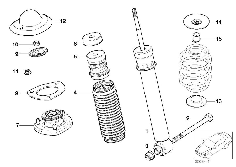 Diagram Single components for rear spring strut for your 2015 BMW 750Li   