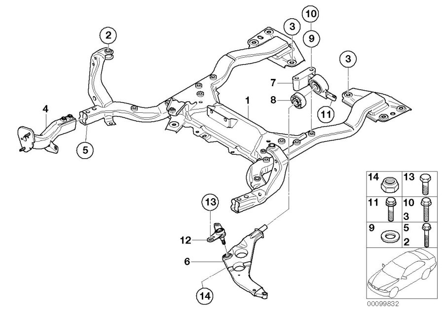 Diagram FRONT AXLE SUPPORT/WISHBONE for your MINI Convertible  