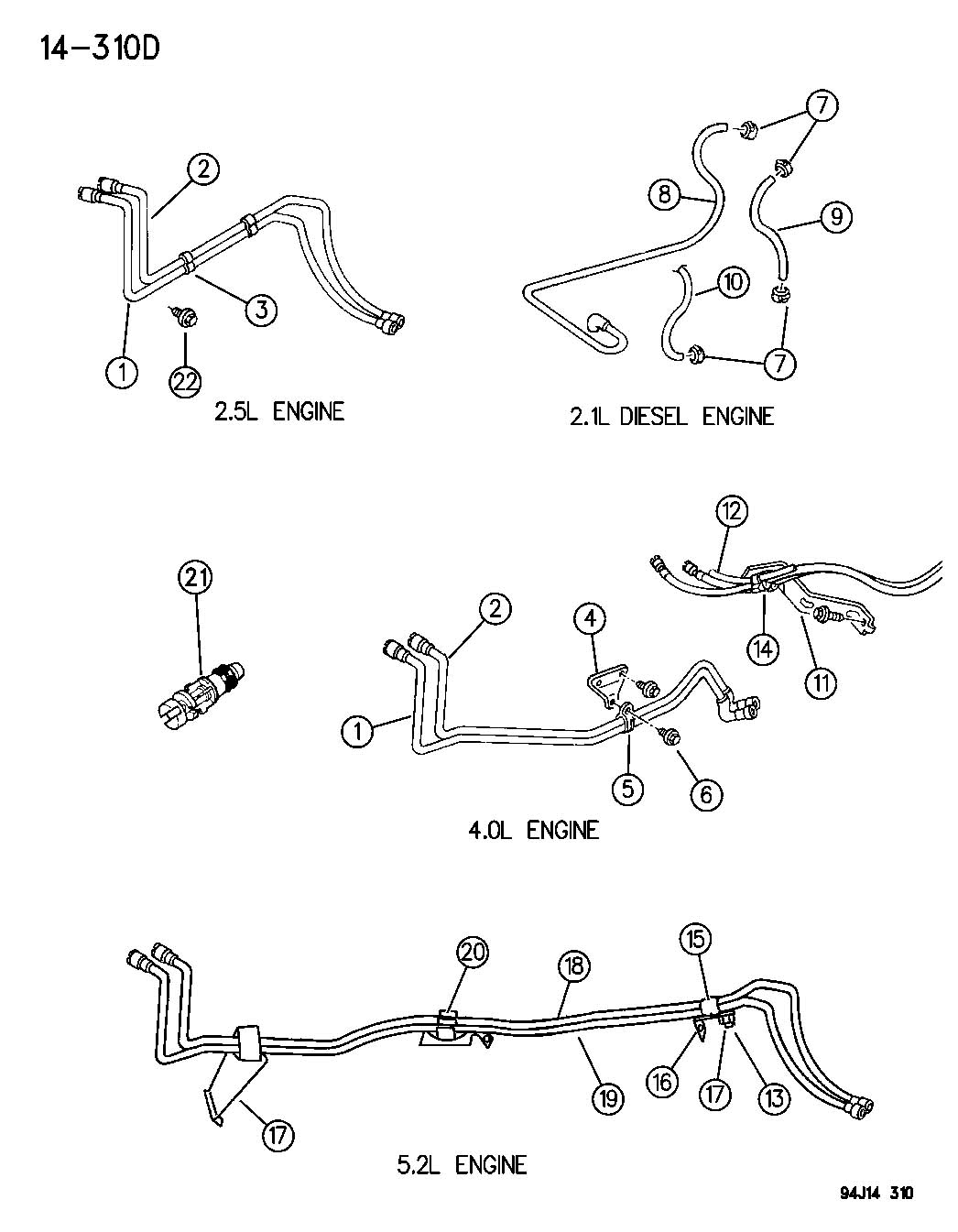 Full size assembly image of FUEL LINES, FRONT YJ, XJ, ZJ BODY (1/1)