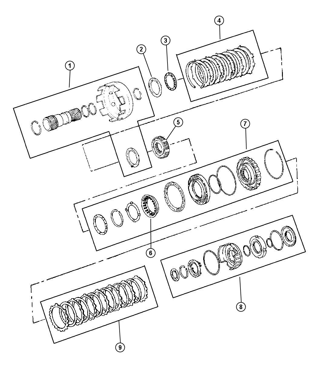 Diagram Clutch and Sun Gear AW4 (DGS). for your 2000 Jeep Cherokee SPORT 4-DR 4.0L Power Tech I6 A/T 