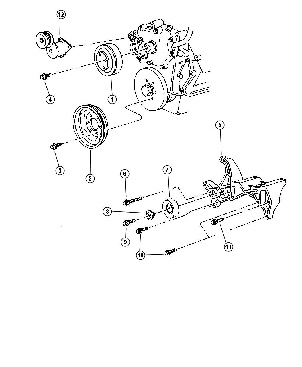 Diagram Drive Pulleys 5.2L And 5.9L Engine. for your 2001 Chrysler 300  M 