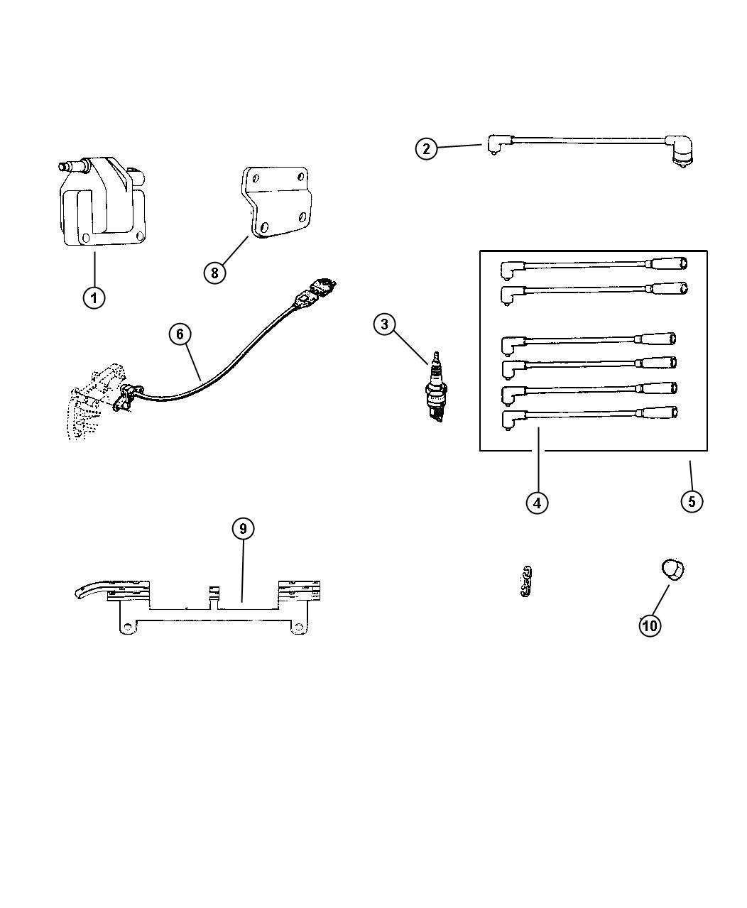 Diagram Spark Plugs--Cables and Coil 4.0L Engine. for your 2003 Chrysler 300  M 