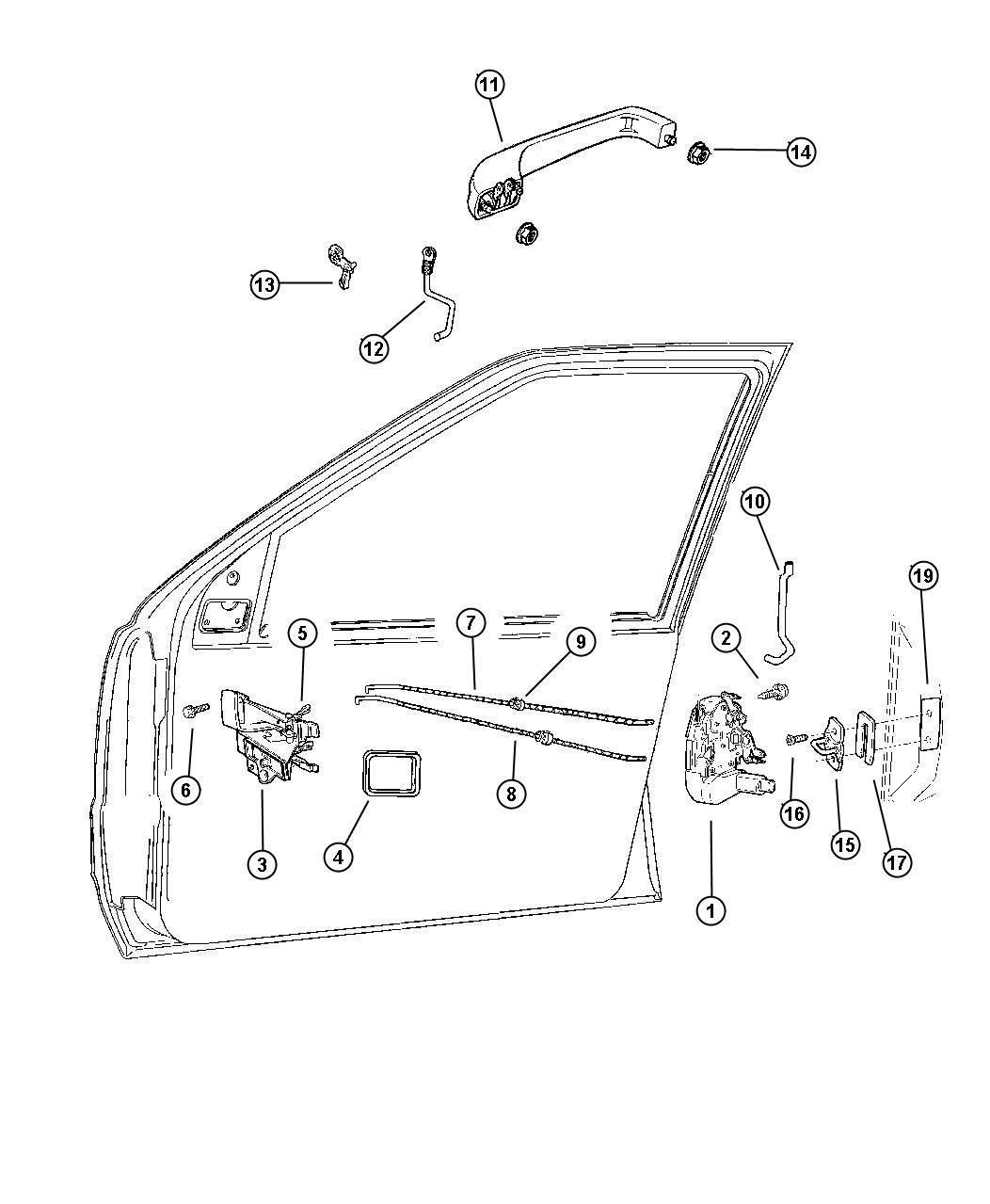 Door, Front Lock And Controls. Diagram