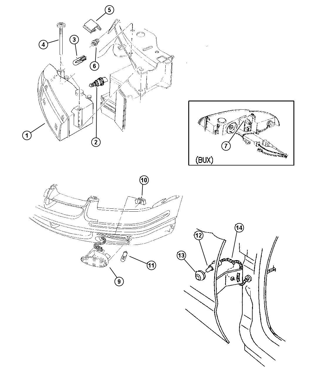 Diagram Lamps - Front. for your Dodge Stratus  