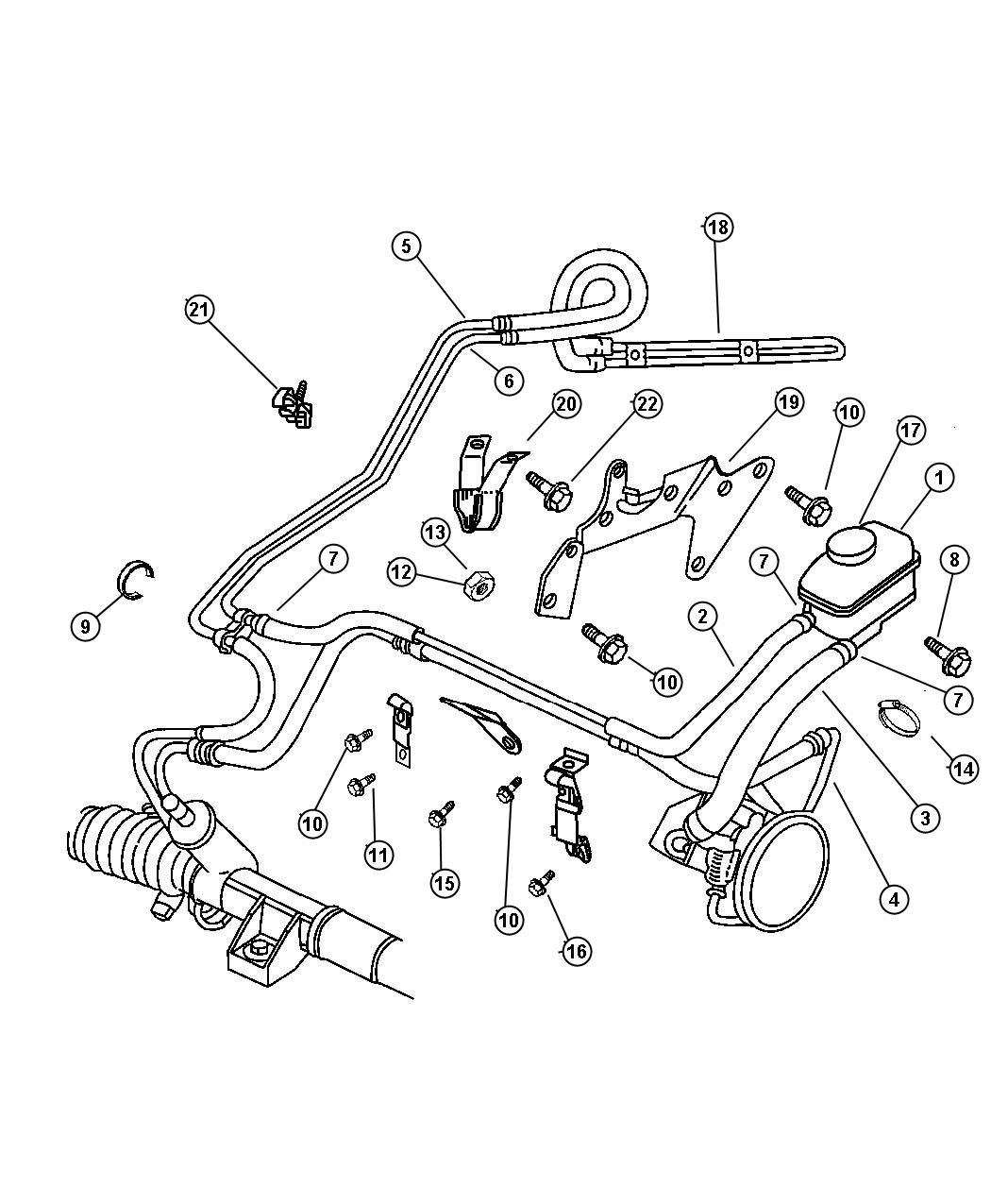 Diagram Hoses, Power Steering. for your 1998 Dodge Caravan   