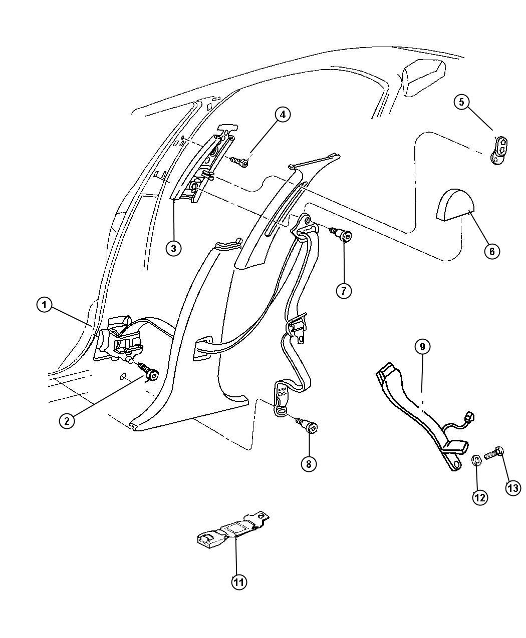 Diagram Front Seat Belts. for your Dodge Stratus  