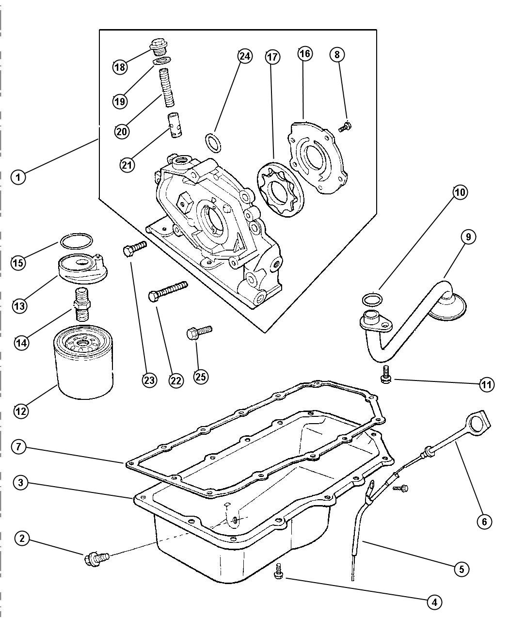 Diagram Engine Oiling 2.0L 4-Cyl SOHC (ECB). for your 2000 Chrysler 300 M  