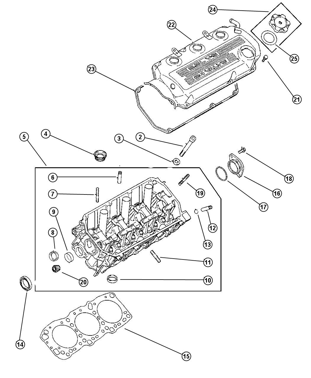 Diagram Cylinder Head 2.5L V-6 SOHC (EEB). for your Dodge