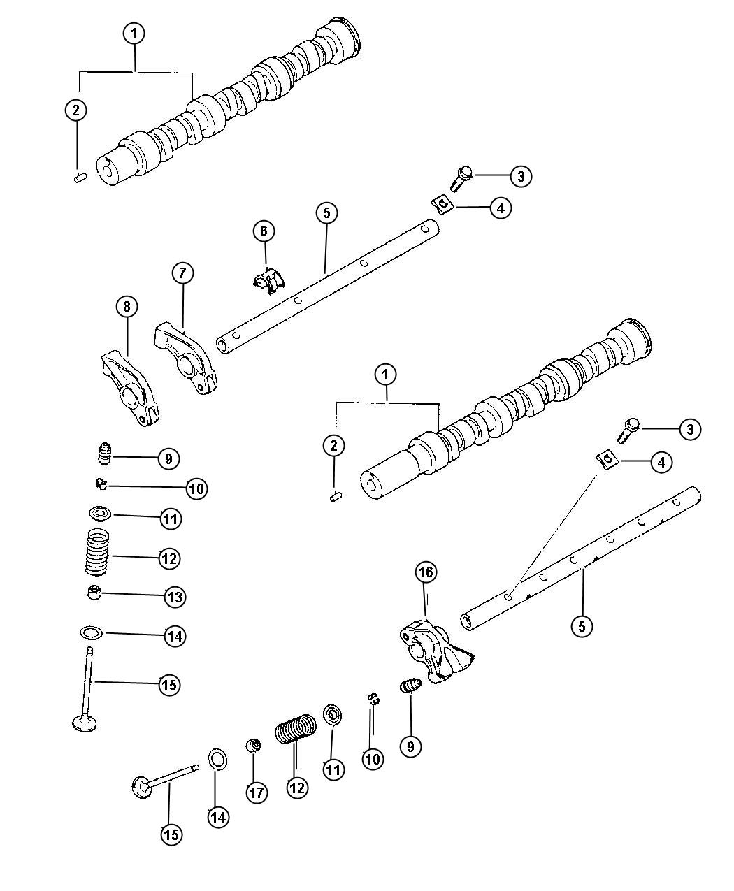 Camshaft and Valves 2.5L V-6 SOHC (EEB). Diagram