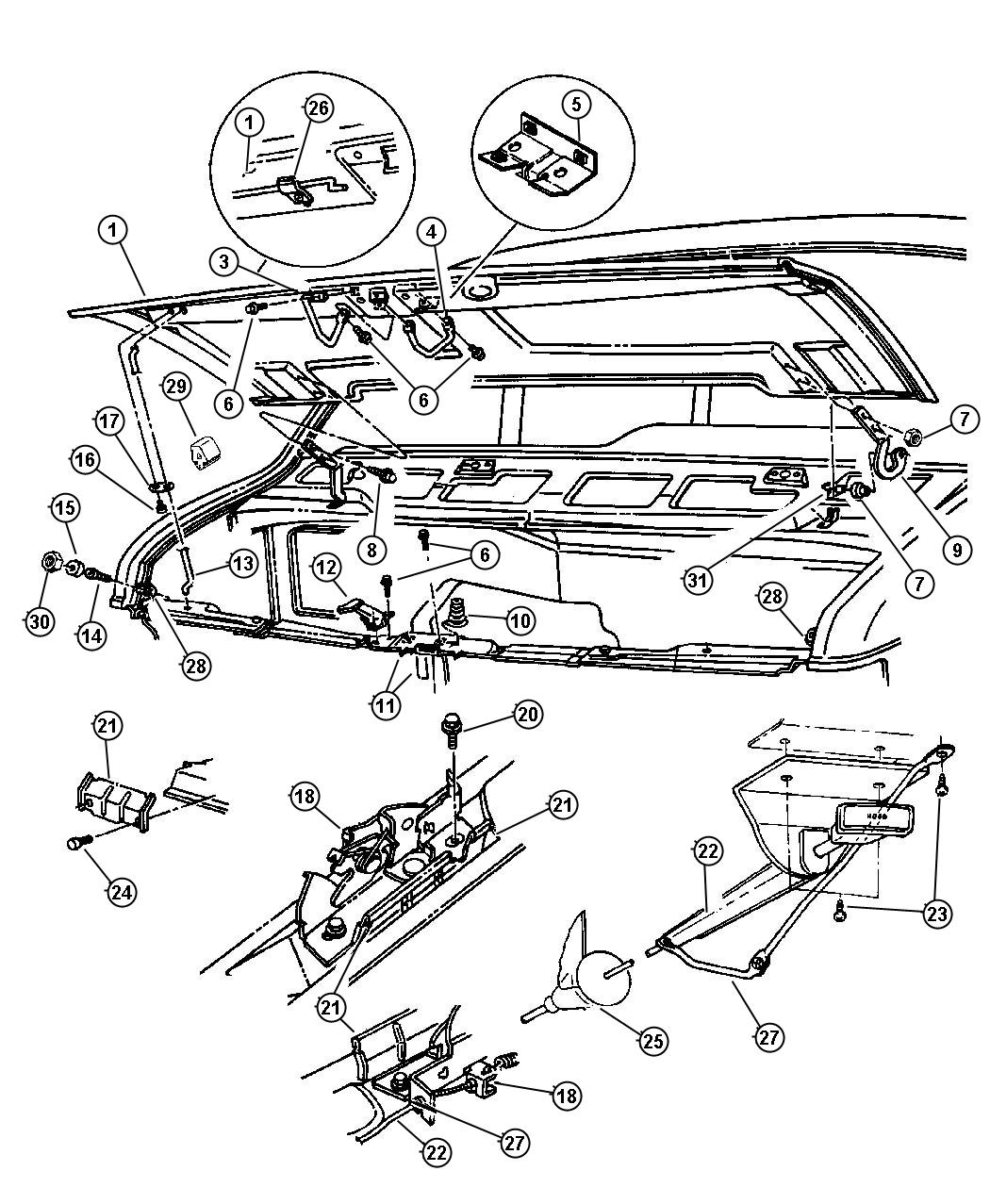 Hood and Hood Release. Diagram