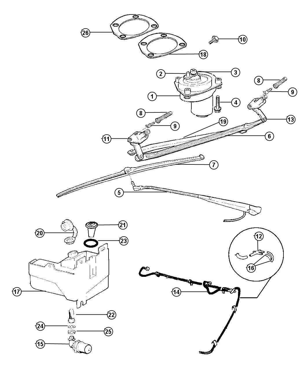 Diagram Windshield Wiper and Washer. for your Chrysler 300  M