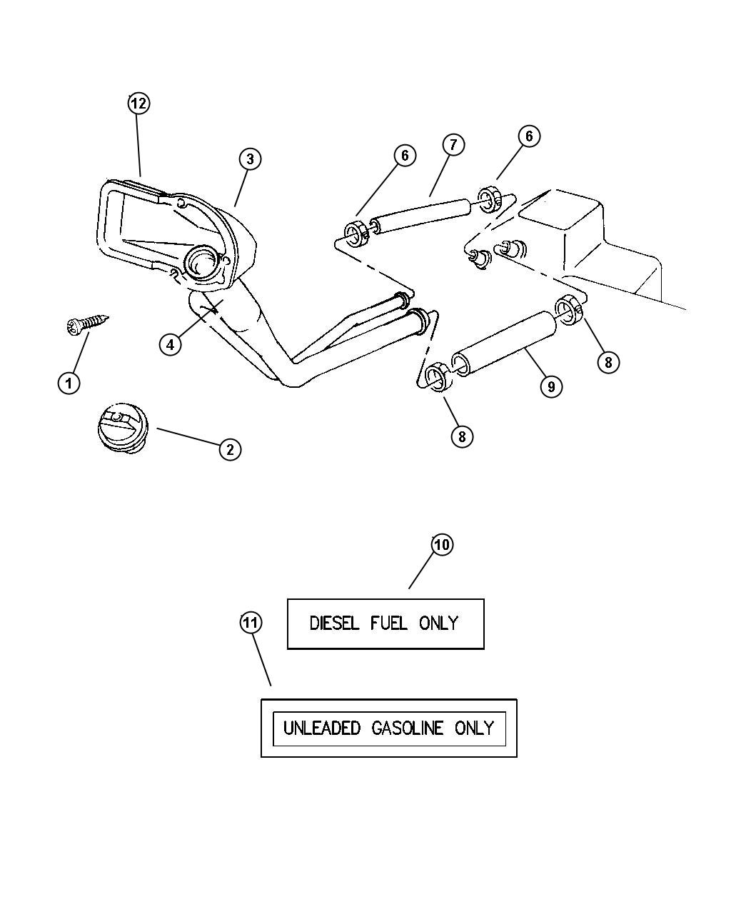 Diagram Fuel Filler Tube. for your 2003 Chrysler 300  M 