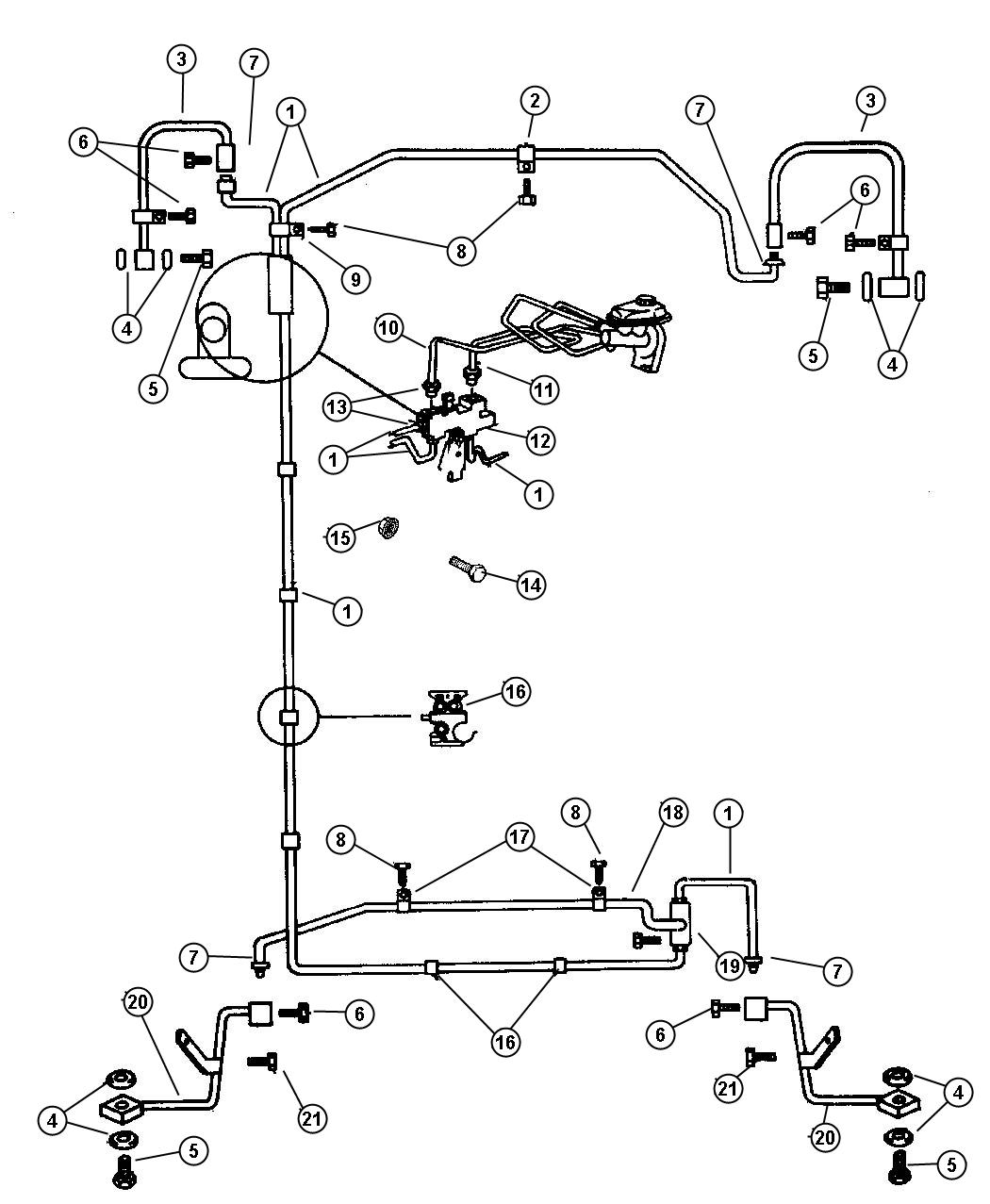 Diagram Lines And Hoses, Brake. for your Dodge Dakota  