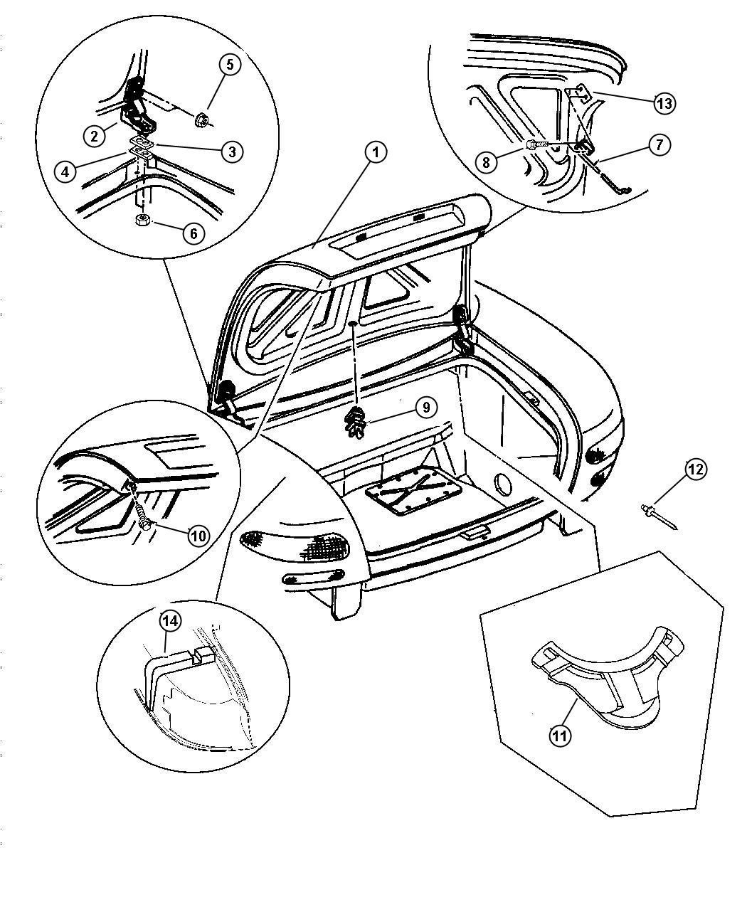 Diagram Deck Lid. for your 1999 Jeep Wrangler   