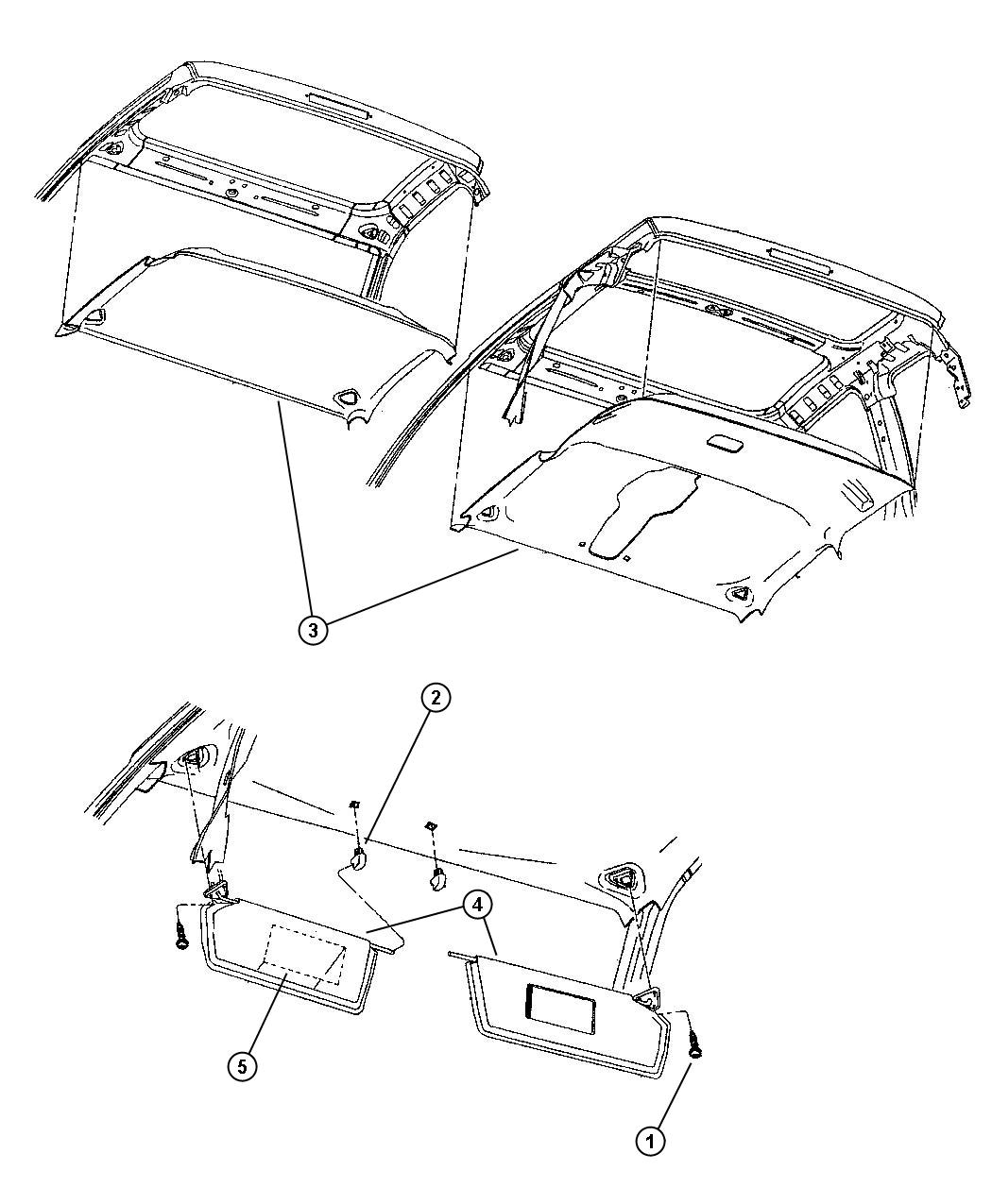 Diagram Headliners and Visors. for your 2000 Chrysler 300  M 