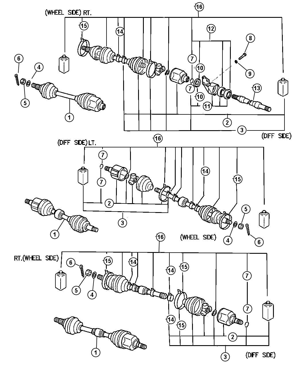 Diagram Shaft, Front Drive. for your Chrysler