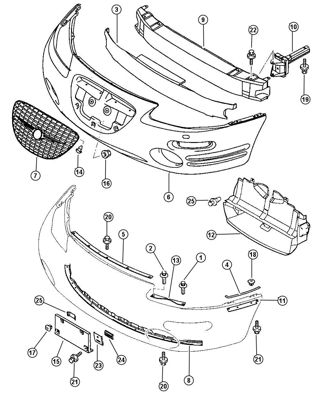 Diagram Bumper And Support, Front Sebring. for your Chrysler