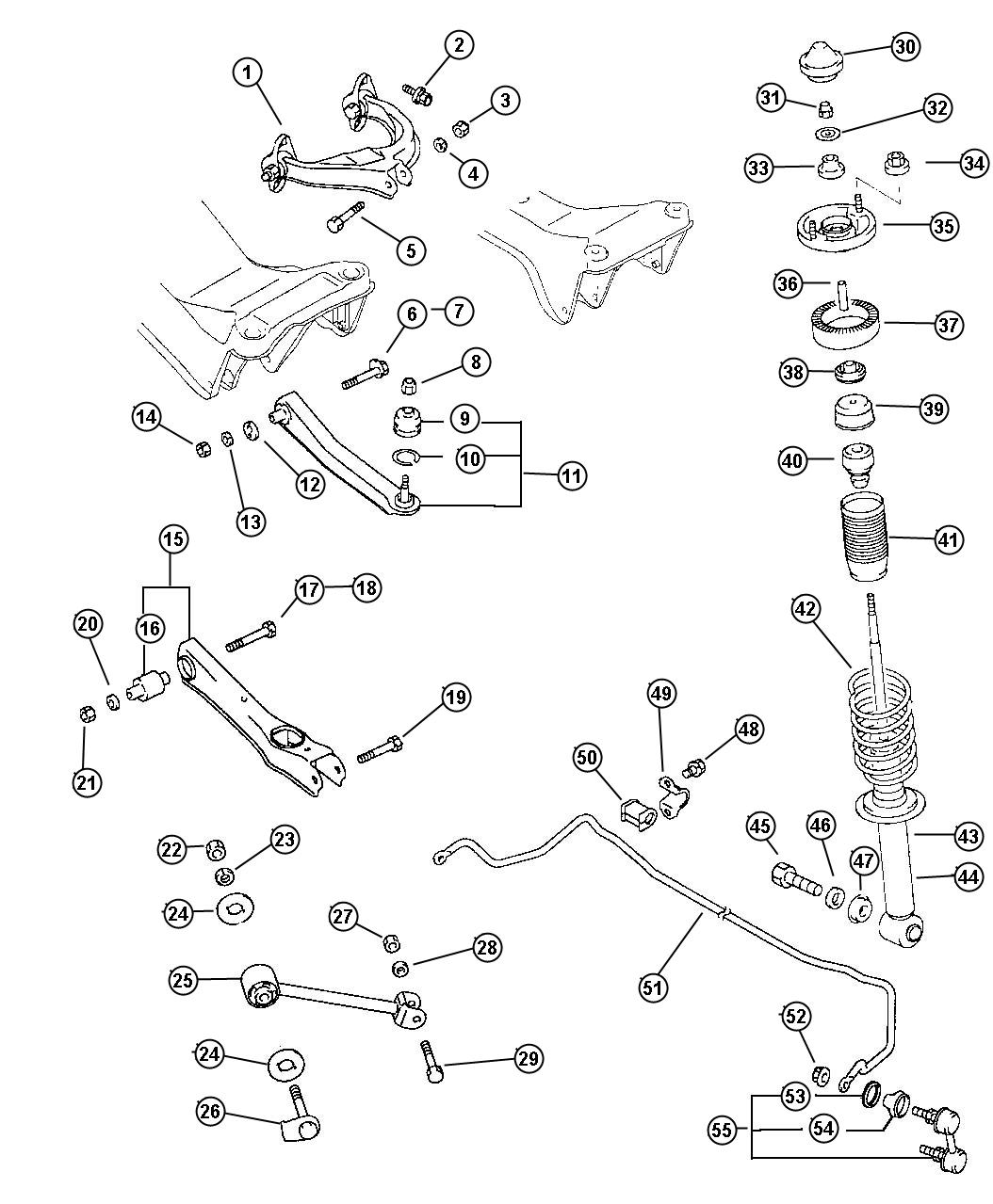 Diagram Suspension, Rear. for your 2003 Chrysler 300  M 