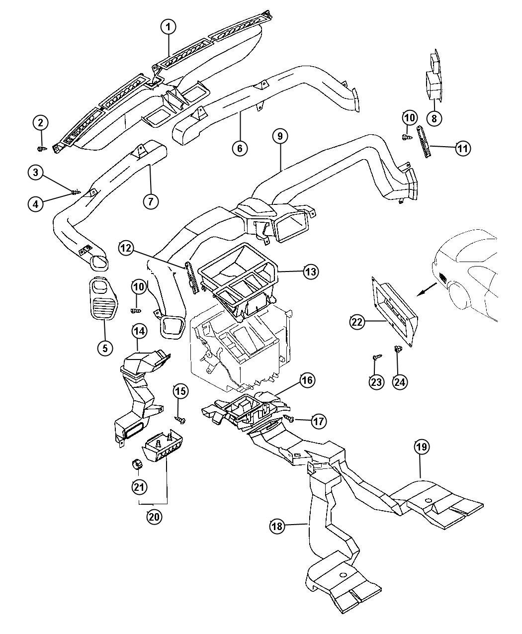 Defroster And Ventilation Duct And Nozzels. Diagram