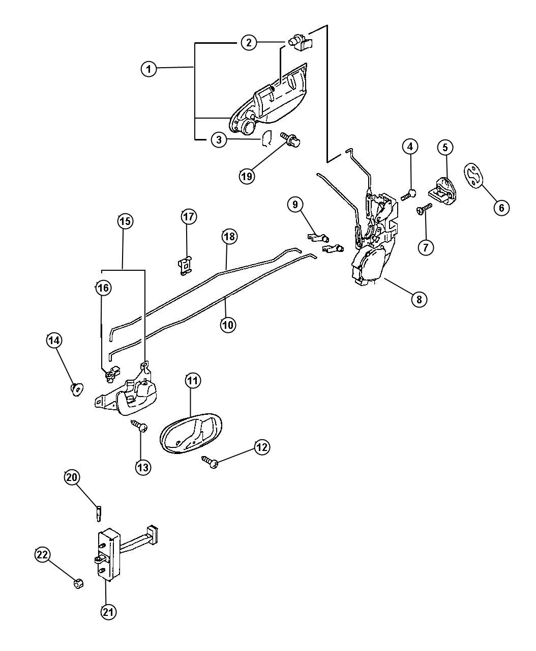 Diagram Door, Front Handles and Controls. for your Dodge